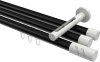 10214247-102932 Innenlauf Gardinenstange Aluminium / Metall 20 mm Ø 3-läufig SITENO - Zoena Schwarz / Weiß