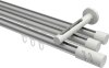 10214247-103332 Innenlauf Gardinenstange Aluminium / Metall 20 mm Ø 3-läufig SITENO - Zoena Silbergrau / Weiß
