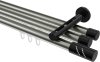 10214247-103929 Innenlauf Gardinenstange Aluminium / Metall 20 mm Ø 3-läufig SITENO - Zoena Edelstahl-Optik / Schwarz
