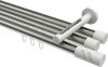10214247-103932 Innenlauf Gardinenstange Aluminium / Metall 20 mm Ø 3-läufig SITENO - Zoena Edelstahl-Optik / Weiß