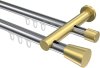 10214612-101238 Innenlauf Gardinenstange Aluminium / Metall 20 mm Ø 2-läufig PLATON - Sitra Chrom / Messing-Optik