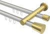 10214612-103238 Innenlauf Gardinenstange Aluminium / Metall 20 mm Ø 2-läufig PLATON - Sitra Weiß / Messing-Optik