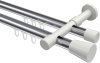 10214626-101232 Innenlauf Gardinenstange Aluminium / Metall 20 mm Ø 2-läufig PRESTIGE - Sitra Chrom / Weiß