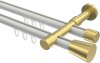 10214626-103238 Innenlauf Gardinenstange Aluminium / Metall 20 mm Ø 2-läufig PRESTIGE - Sitra Weiß / Messing-Optik