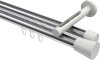 10214646-101232 Innenlauf Gardinenstange Aluminium / Metall 20 mm Ø 2-läufig SITENO - Sitra Chrom / Weiß