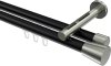 10214646-102939 Innenlauf Gardinenstange Aluminium / Metall 20 mm Ø 2-läufig SITENO - Sitra Schwarz / Edelstahl-Optik