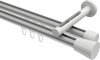 10214646-103332 Innenlauf Gardinenstange Aluminium / Metall 20 mm Ø 2-läufig SITENO - Sitra Silbergrau / Weiß