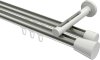 10214646-103932 Innenlauf Gardinenstange Aluminium / Metall 20 mm Ø 2-läufig SITENO - Sitra Edelstahl-Optik / Weiß