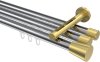 10214647-101238 Innenlauf Gardinenstange Aluminium / Metall 20 mm Ø 3-läufig SITENO - Sitra Chrom / Messing-Optik