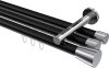 10214647-102912 Innenlauf Gardinenstange Aluminium / Metall 20 mm Ø 3-läufig SITENO - Sitra Schwarz / Chrom