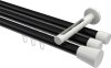 10214647-102932 Innenlauf Gardinenstange Aluminium / Metall 20 mm Ø 3-läufig SITENO - Sitra Schwarz / Weiß