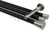 10214647-102939 Innenlauf Gardinenstange Aluminium / Metall 20 mm Ø 3-läufig SITENO - Sitra Schwarz / Edelstahl-Optik