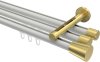 10214647-103238 Innenlauf Gardinenstange Aluminium / Metall 20 mm Ø 3-läufig SITENO - Sitra Weiß / Messing-Optik