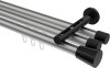 10214647-103329 Innenlauf Gardinenstange Aluminium / Metall 20 mm Ø 3-läufig SITENO - Sitra Silbergrau / Schwarz