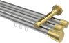 10214647-103338 Innenlauf Gardinenstange Aluminium / Metall 20 mm Ø 3-läufig SITENO - Sitra Silbergrau / Messing-Optik