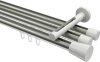 10214647-103932 Innenlauf Gardinenstange Aluminium / Metall 20 mm Ø 3-läufig SITENO - Sitra Edelstahl-Optik / Weiß