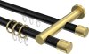 10223112-102938 Rundrohr-Innenlauf Gardinenstange Aluminium / Metall 20 mm Ø 2-läufig PLATON - Santo Schwarz / Messing-Optik