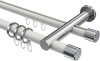 10223112-103212 Rundrohr-Innenlauf Gardinenstange Aluminium / Metall 20 mm Ø 2-läufig PLATON - Santo Weiß / Chrom