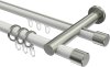 10223112-103239 Rundrohr-Innenlauf Gardinenstange Aluminium / Metall 20 mm Ø 2-läufig PLATON - Santo Weiß / Edelstahl-Optik