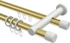 10223112-103832 Rundrohr-Innenlauf Gardinenstange Aluminium / Metall 20 mm Ø 2-läufig PLATON - Santo Messing-Optik / Weiß
