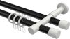 10223126-102932 Rundrohr-Innenlauf Gardinenstange Aluminium / Metall 20 mm Ø 2-läufig PRESTIGE - Santo Schwarz / Weiß