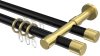 10223126-102938 Rundrohr-Innenlauf Gardinenstange Aluminium / Metall 20 mm Ø 2-läufig PRESTIGE - Santo Schwarz / Messing-Optik