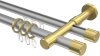 10223126-103338 Rundrohr-Innenlauf Gardinenstange Aluminium / Metall 20 mm Ø 2-läufig PRESTIGE - Santo Silbergrau / Messing-Optik