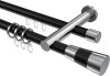 10223312-102912 Rundrohr-Innenlauf Gardinenstange Aluminium / Metall 20 mm Ø 2-läufig PLATON - Tanara Schwarz / Chrom