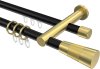 10223312-102938 Rundrohr-Innenlauf Gardinenstange Aluminium / Metall 20 mm Ø 2-läufig PLATON - Tanara Schwarz / Messing-Optik