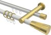 10223312-103238 Rundrohr-Innenlauf Gardinenstange Aluminium / Metall 20 mm Ø 2-läufig PLATON - Tanara Weiß / Messing-Optik