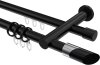 10223412-1029 Rundrohr-Innenlauf Gardinenstange Aluminium / Metall 20 mm Ø 2-läufig PLATON - Verano Schwarz