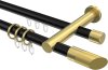 10223412-102938 Rundrohr-Innenlauf Gardinenstange Aluminium / Metall 20 mm Ø 2-läufig PLATON - Verano Schwarz / Messing-Optik