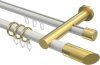 10223412-103238 Rundrohr-Innenlauf Gardinenstange Aluminium / Metall 20 mm Ø 2-läufig PLATON - Verano Weiß / Messing-Optik