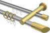 10223412-103338 Rundrohr-Innenlauf Gardinenstange Aluminium / Metall 20 mm Ø 2-läufig PLATON - Verano Silbergrau / Messing-Optik
