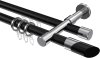 10223426-102912 Rundrohr-Innenlauf Gardinenstange Aluminium / Metall 20 mm Ø 2-läufig PRESTIGE - Verano Schwarz / Chrom