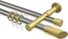 10223426-XX3938 Rundrohr-Innenlauf Gardinenstange Edelstahl-Optik / Messing-Optik 20 mm Ø 2-läufig PRESTIGE - Verano