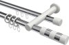 10223512-XX1232 Rundrohr-Innenlauf Gardinenstange Aluminium / Metall 20 mm Ø 2-läufig PLATON - Mavell Chrom / Weiß