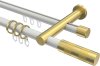 10223512-103238 Rundrohr-Innenlauf Gardinenstange Aluminium / Metall 20 mm Ø 2-läufig PLATON - Mavell Weiß / Messing-Optik