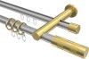 10223512-103338 Rundrohr-Innenlauf Gardinenstange Aluminium / Metall 20 mm Ø 2-läufig PLATON - Mavell Silbergrau / Messing-Optik