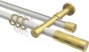 10223526-103238 Rundrohr-Innenlauf Gardinenstange Aluminium / Metall 20 mm Ø 2-läufig PRESTIGE - Mavell Weiß / Messing-Optik