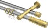 10223526-103338 Rundrohr-Innenlauf Gardinenstange Aluminium / Metall 20 mm Ø 2-läufig PRESTIGE - Mavell Silbergrau / Messing-Optik