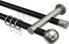 10223612-102939 Rundrohr-Innenlauf Gardinenstange Aluminium / Metall 20 mm Ø 2-läufig PLATON - Luino Schwarz / Edelstahl-Optik