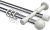 10223626-101232 Rundrohr-Innenlauf Gardinenstange Aluminium / Metall 20 mm Ø 2-läufig PRESTIGE - Luino Chrom / Weiß