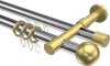 10223626-101238 Rundrohr-Innenlauf Gardinenstange Aluminium / Metall 20 mm Ø 2-läufig PRESTIGE - Luino Chrom / Messing-Optik