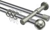 10223626-101239 Rundrohr-Innenlauf Gardinenstange Aluminium / Metall 20 mm Ø 2-läufig PRESTIGE - Luino Chrom / Edelstahl-Optik