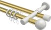 10223626-103832 Rundrohr-Innenlauf Gardinenstange Aluminium / Metall 20 mm Ø 2-läufig PRESTIGE - Luino Messing-Optik / Weiß