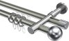 10223626-103912 Rundrohr-Innenlauf Gardinenstange Aluminium / Metall 20 mm Ø 2-läufig PRESTIGE - Luino Edelstahl-Optik / Chrom