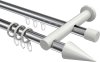 10223712-101232 Rundrohr-Innenlauf Gardinenstange Aluminium / Metall 20 mm Ø 2-läufig PLATON - Savio Chrom / Weiß