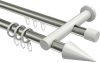 10223712-103932 Rundrohr-Innenlauf Gardinenstange Aluminium / Metall 20 mm Ø 2-läufig PLATON - Savio Edelstahl-Optik / Weiß