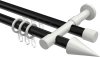 10223726-102932 Rundrohr-Innenlauf Gardinenstange Aluminium / Metall 20 mm Ø 2-läufig PRESTIGE - Savio Schwarz / Weiß